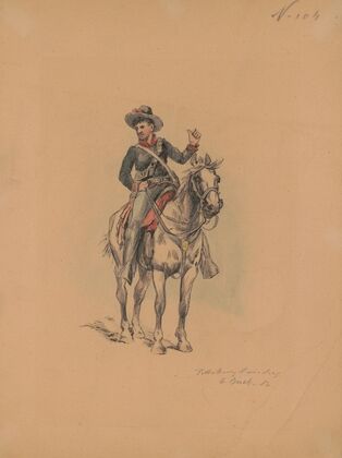 Soldier of the Sixth Indiana Battery on horseback, Pittsburg Landing, Tennessee,1862