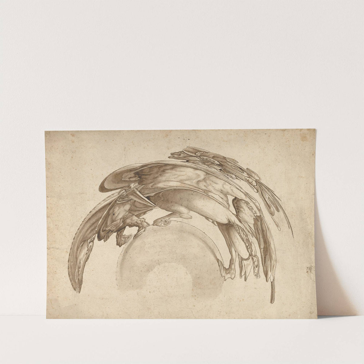 Soldier on Horseback in Catoptric Anamorphosis (after Hendrick Goltzius) by Jean François Niceron