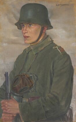 Soldier with Steel Helmet and Gas Mask, after 1914