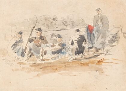 Soldiers Seated in a Group