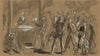 Soldiers waving caps at a woman