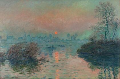 Soleil couchant sur la Seine Ã  Lavacourt, effet d’hiver