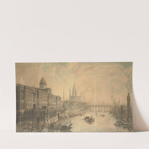 Somerset House, Saint Paul&#8217;s Cathedral and Blackfriar&#8217;s Bridge by Louis Jean Desprez