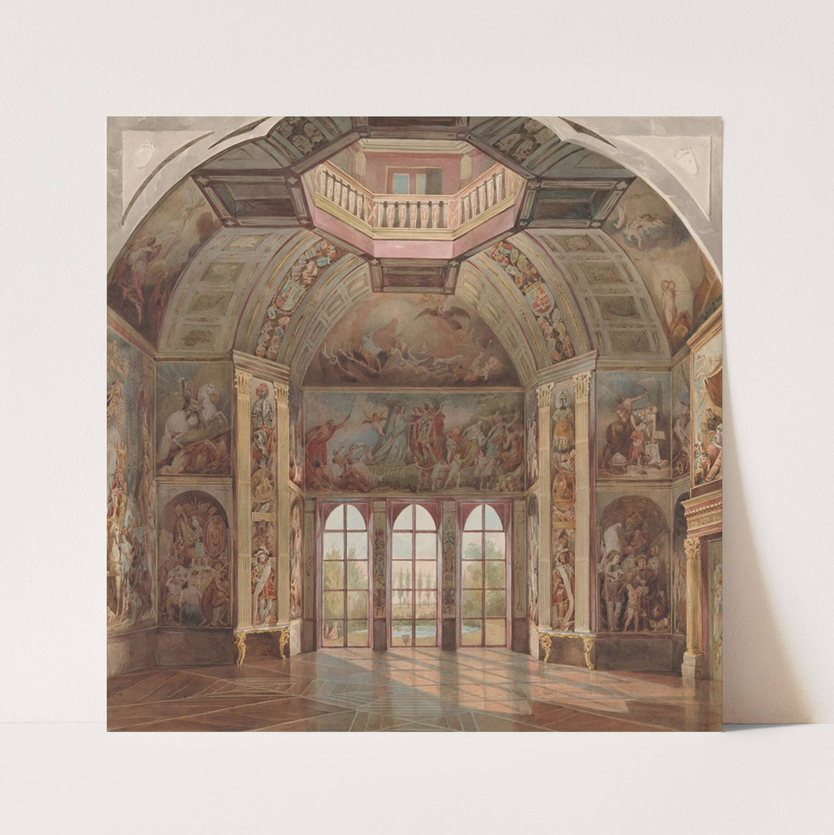 South Wall of the Oranjezaal, Huis Ten Bosch, The Hague (ca. 1860) by Tieleman Cato Bruining