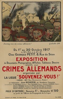 Souvenez-vous des crimes allemands. Exposition du 1er au 30 octobre 1917 (1917)