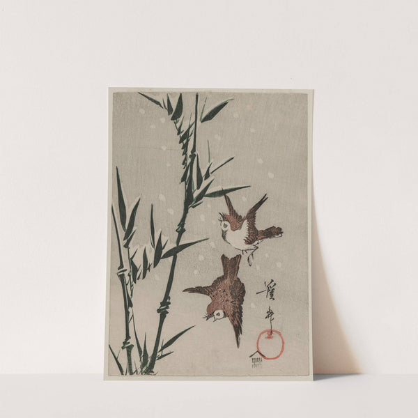 Sparrows, Bamboo and Falling Snow (c. late 1820s) by Keisai Eisen