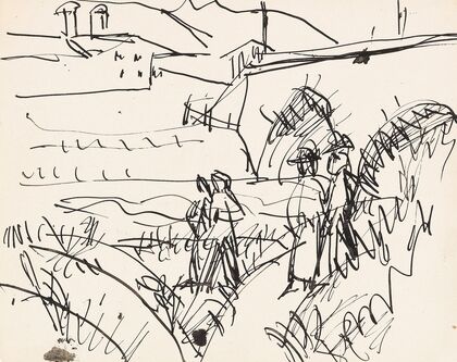 Spaziergänger bei einer Brücke (1922)
