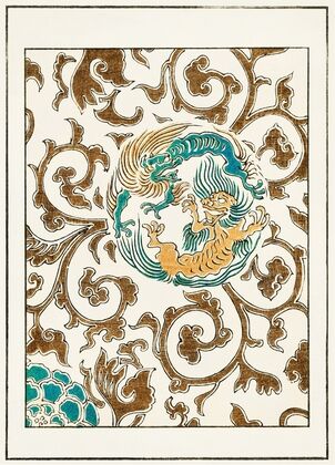 Spirit and floral motif illustration — size preview