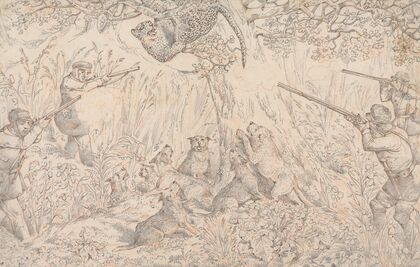 ‘Sporting Incidents:’ Drawing For the Soft-gound Etching of ‘Panther Hunting’