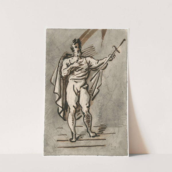 Sprekende man met mantel en zwaard by David Humbert de Superville