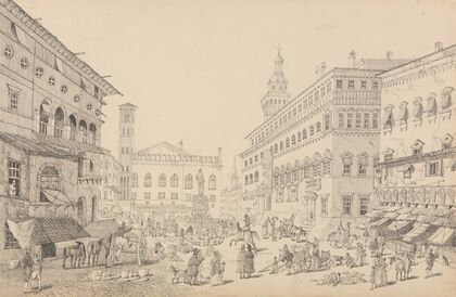 Square at Bologna, Cathedral and Palace of the Pope’s legate