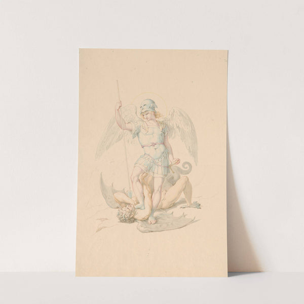 St. Michael vertrapt de duivel by David Humbert de Superville