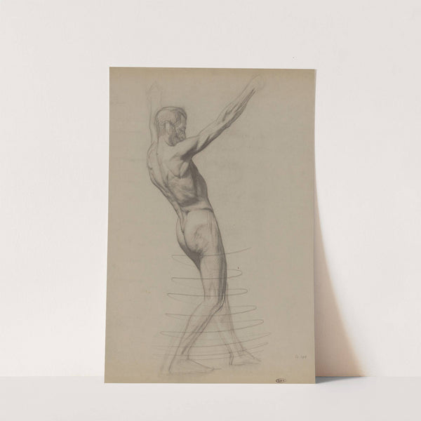 Staand mannelijk naakt met opgeheven armen, naar rechts by Jan Veth