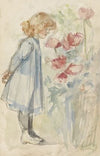 Staand meisje in bloementuin (1834 - 1911)