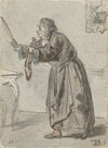 Staande man met viool en strijkstok