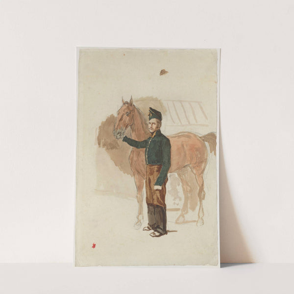 Stableman with a horse by Piotr Michałowski
