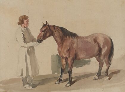 Stableman with a horse