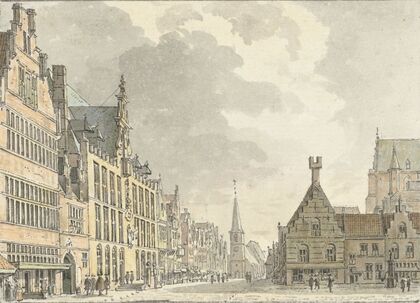 Stadhuis en Markt te Bergen op Zoom (1739)