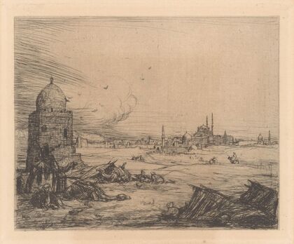 Stadsaanzicht met moskeeën