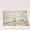 Stadtansicht mit einer Kathedrale und langer Stadtmauer by Joris van der Haagen