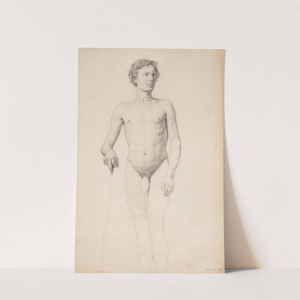 Stående mandlig akademimodel, benene kun konturerede (1832) by Christen Købke