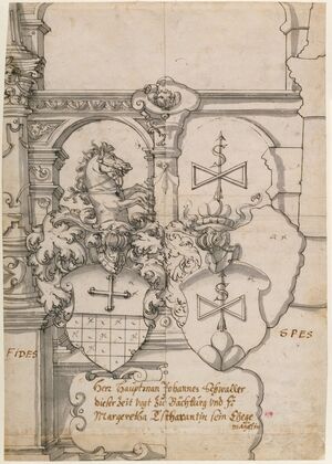 Stained Glass Design with Two Coats of Arms