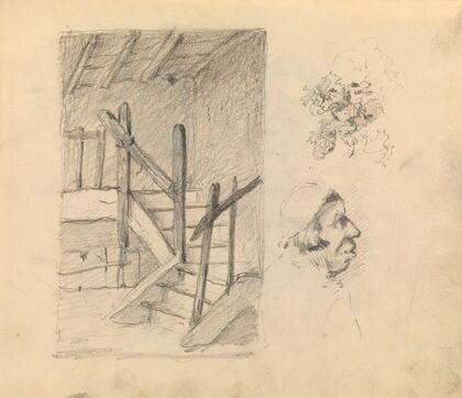 Stairs, Man, Foliage (detail)