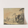 Stallknecht mit Schimmel und Rappen by Johann Georg Pforr