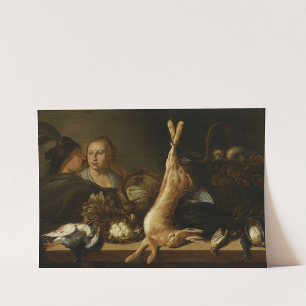 Stand with vegetables and a hare by Elias Vonck