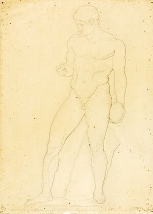 Standing Discus Thrower (Vatican no. 615), front view (ca. 1849-1853)