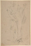 Standing Draped Old Man with Left Hand Upraised