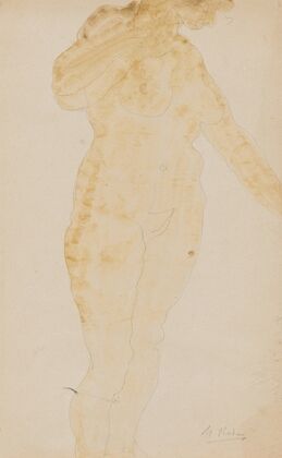 Standing Female Nude, Left Arm Extended