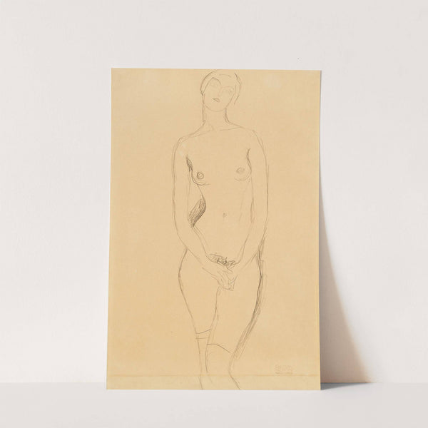 Standing female nude seen from the front by Gustav Klimt