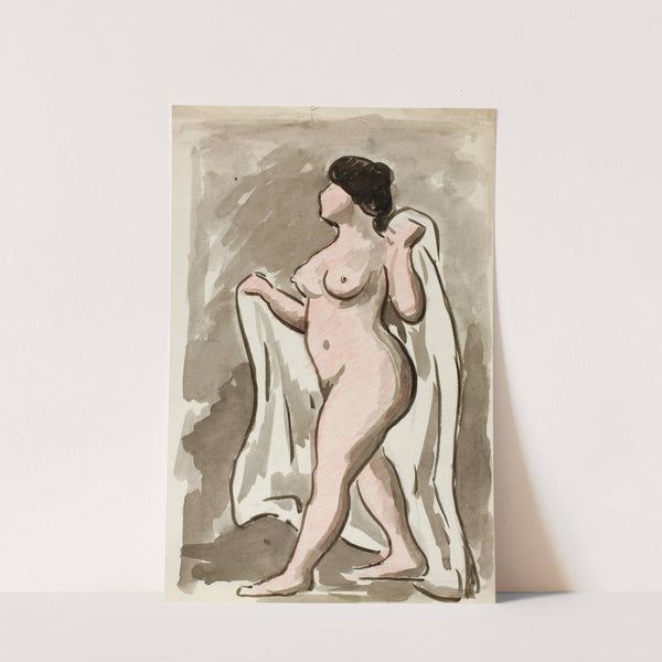 Standing Female Nude with Drape by Carl Newman