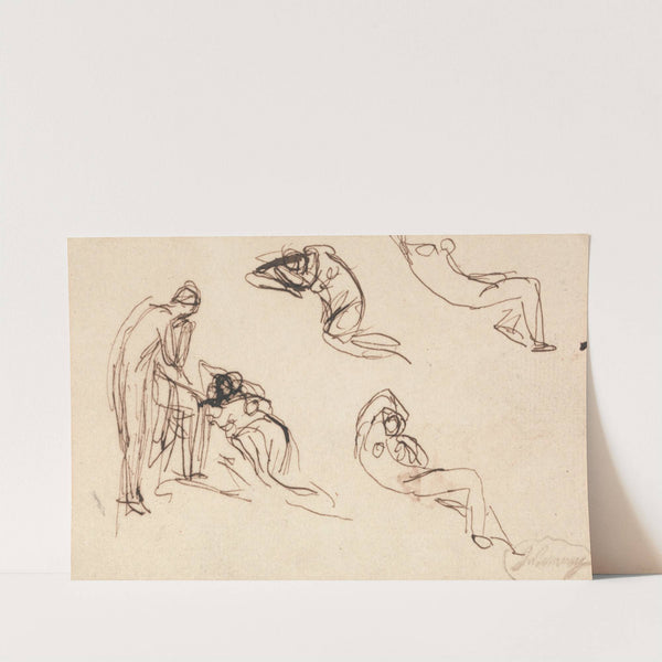 Standing Figure and Four Reclining Figures by George Romney