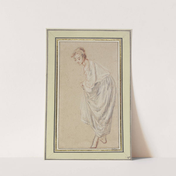 Standing Girl; barefoot, lifting her skirt by Jean-Antoine Watteau