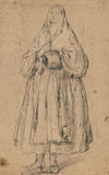 Standing Woman Holding a Muff, Turned Slightly to the Left