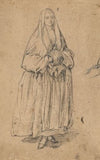 Standing Woman Holding a Muff, Turned Slightly to the Right