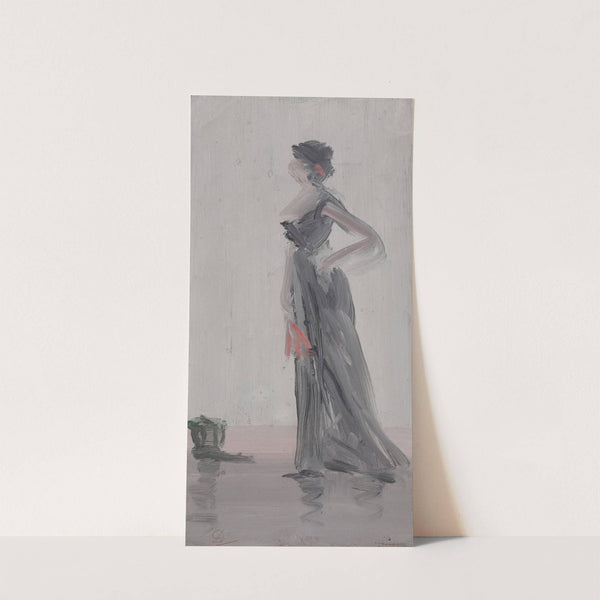 Standing Woman with Fan, A Study in Rose and Grey by Léon Dabo
