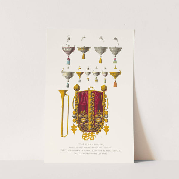 Starinnyia lampady, nakhod. v Uspenskom devich'em monastyre goroda Aleksandrova; Kalita ili koshelek i truba tsaria Ioanna Vasil'evicha IV, nakhod by Fedor Grigoryevich Solntsev
