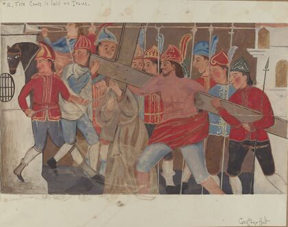 Station of the Cross No. 2 – The Cross is Laid on Jesus
