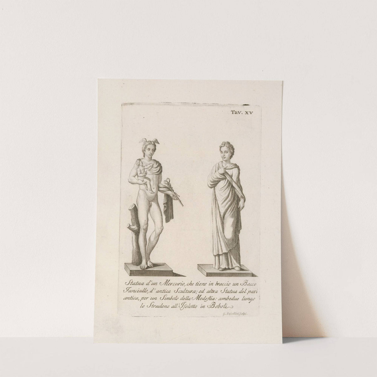Statua d'un Mercurio, che tiene in braccio un Bacco Fanciullo, d'antica Scultura by Gaetano Vascellini