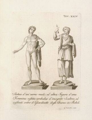 Statua d’un’uomo nudo; ed altra Figura d’una Femmina vestita