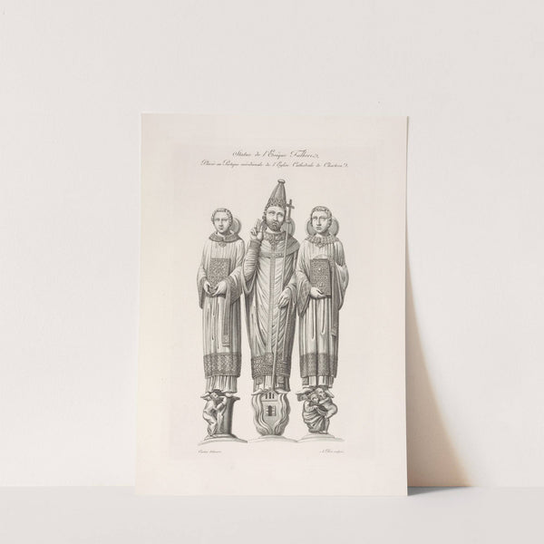 Statue de l&#8217;evêque Fulbert, placée au portique méridionale de l&#8217;église cathédrale de Chartres. (1839) by Nicolas Xavier Willemin