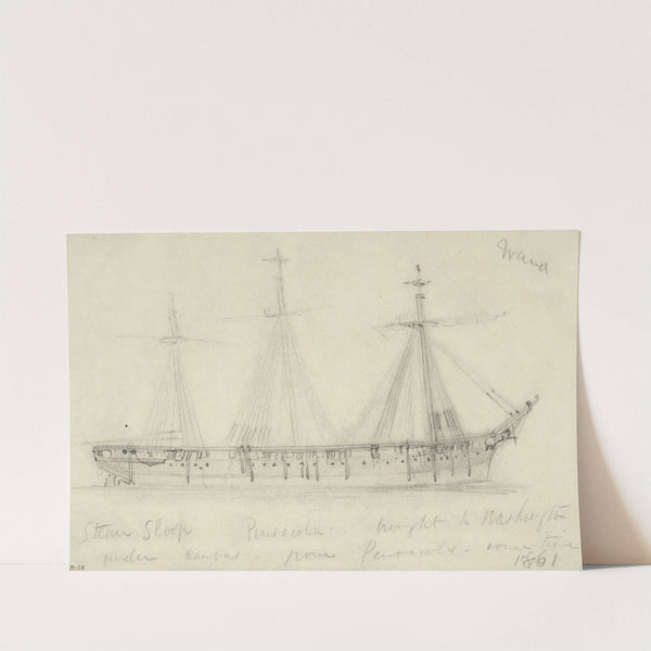 Steam Sloop Pensacola brought to Washington under canvas from Pensacola, some time 1861 (1861) by Alfred Rudolph Waud