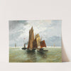 Steamboat and Fishing Boats at Sea by Adolf Kaufmann