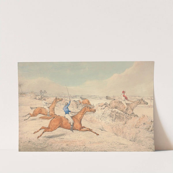 Steeplechasing; Four Riders Taking a Ditch and an Oxer by Henry Thomas Alken