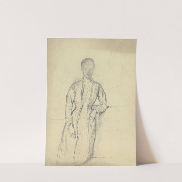 Stehende Frau im hochgeschlossenen Rüschenkleid by Otto Scholderer