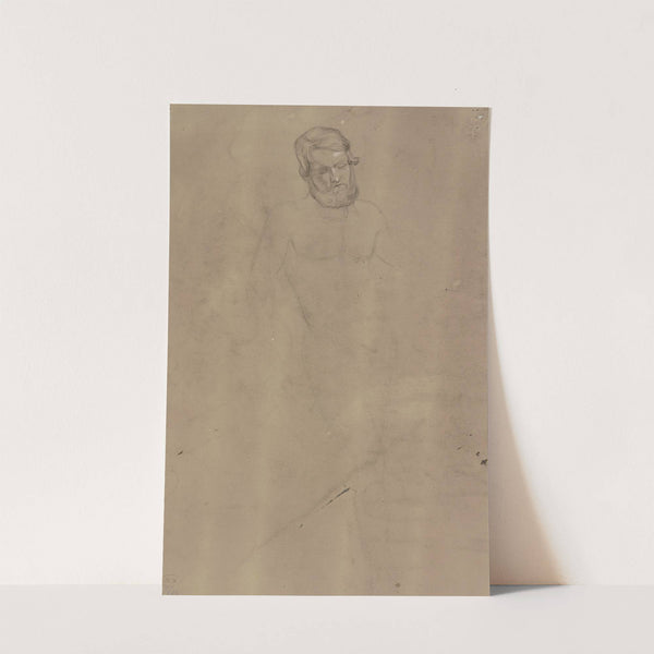 Stehender männlicher Akt in Vorderansicht, mit geschlossenen Augen by Victor Müller