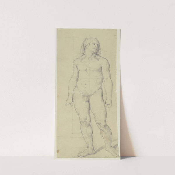 Stehender männlicher Akt mit Kopftuch by Jakob Becker